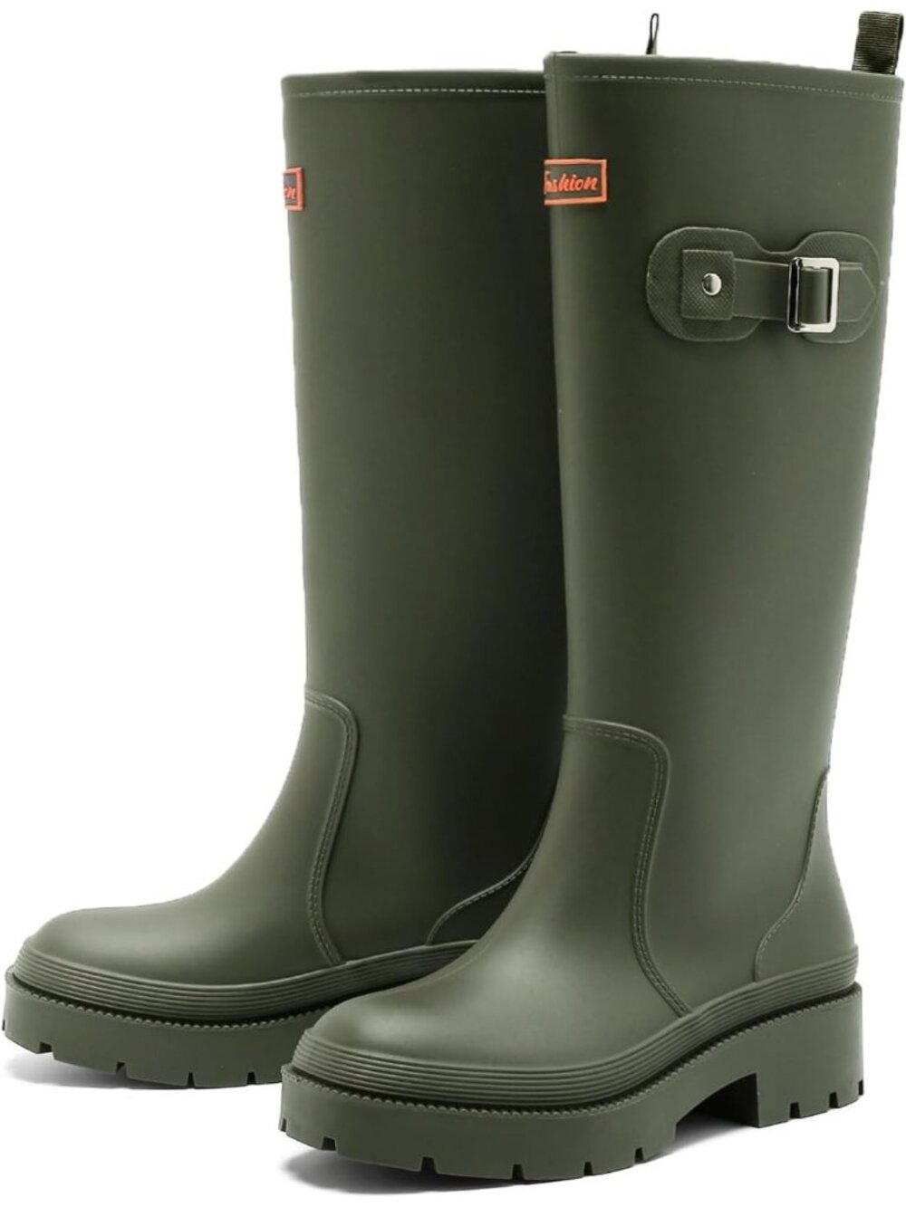 Women's Green Rain Boots Slip-Resistant Waterproof Rubber Muck Fishing Boots